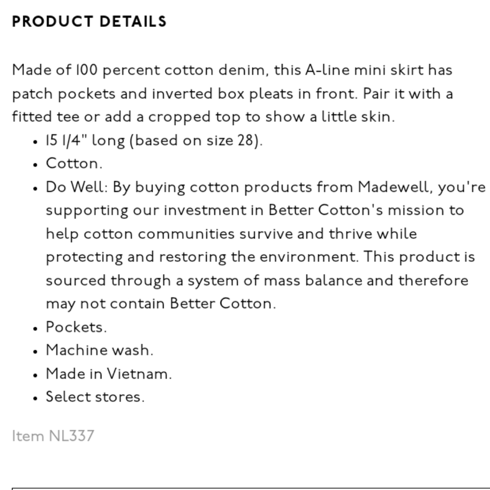 MADEWELL Pleated Denim Mini NWT - Picture 7 of 9